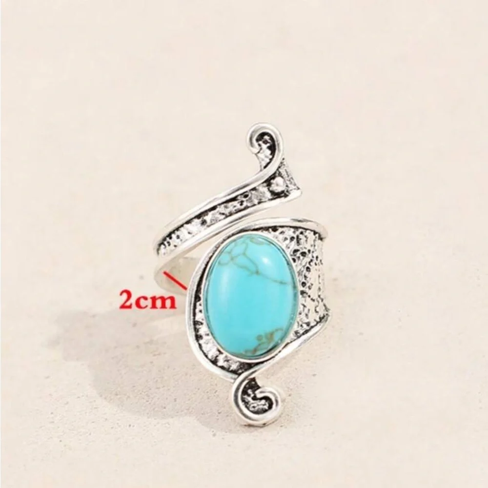 ✨NEW Boho Elegant Turquoise and Silver Women's adjustable Ring